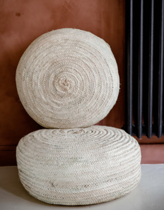 Pouf rond en feuilles de palmier | 2 tailles