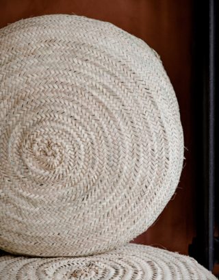 Pouf rond en feuilles de palmier | 2 tailles