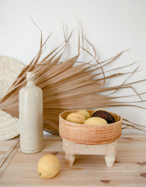 Corbeille en bois sur pieds | Décoration marocaine - Eniamor