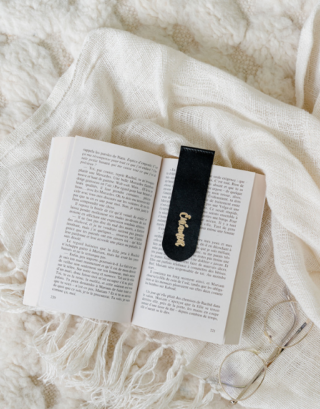 Marque-page cuir noir