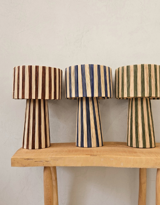 Lampe à poser en raphia • 3 coloris