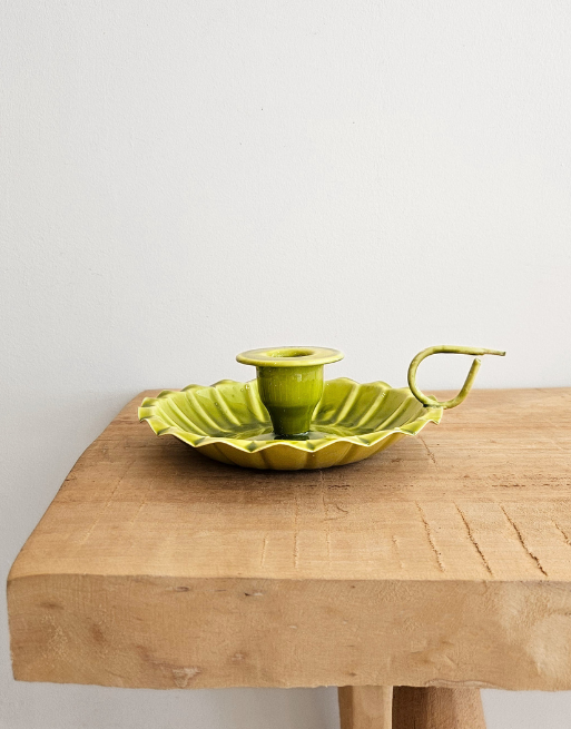 Bougeoir olive métal émaillé – Image 3