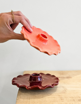 Bougeoir ondulé en argile • 2 coloris