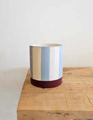 Pot rayé bleu