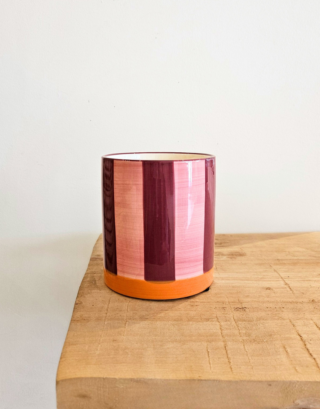 Pot rayé rose et framboise