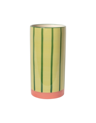 Vase à rayures • Vert et rose